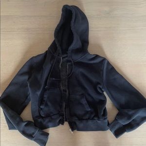 Black Cropped Zip Up Hoodie from Brandy Melville